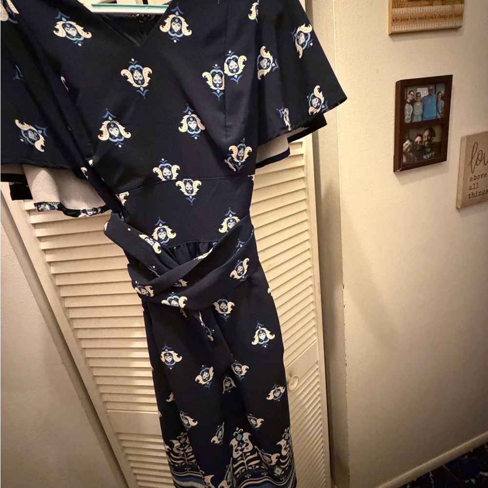 Lane Bryant Elegant Navy and White Patterned dress